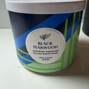 Bath & Body Works white barn Black Teakwood Soy Wax Candle - Blue & Green